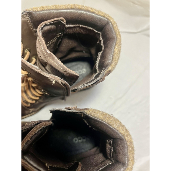 ECCO Elaine Leather Ankle Boots Brown Lug Sole Side Zip size 8.5 EU 39 - Picture 4 of 16
